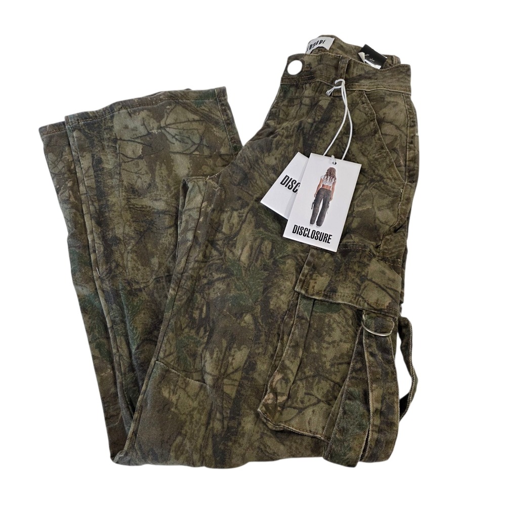 Disclosure Cargo pants Womens Green Brown 00/23 Camouflage Baggy Stretch Outdoor